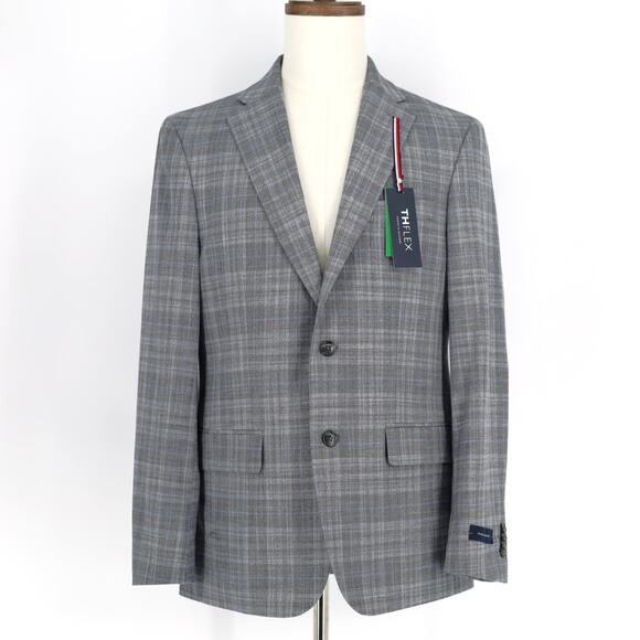 Tommy Hilfiger Men's Grey Plaid Conrad Modern-Fit Classic Suit Blazer Size 42L - Picture 1 of 7